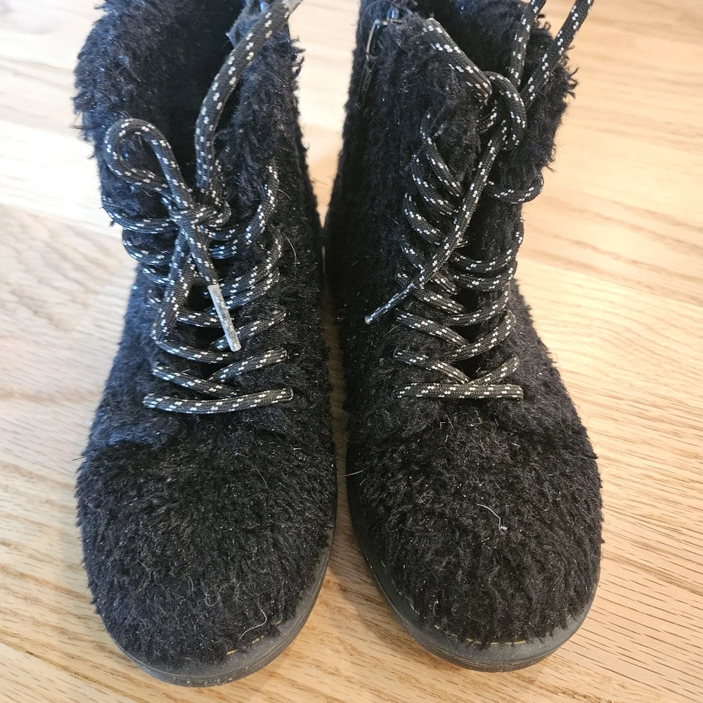 Dr. Martens Black Faux Fur  Boots